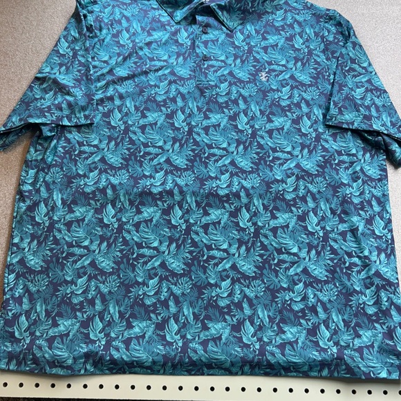 Izod Other - Izod Teal‎ Tropical Leaf Print Golf Polo, 2XLT for Big Men